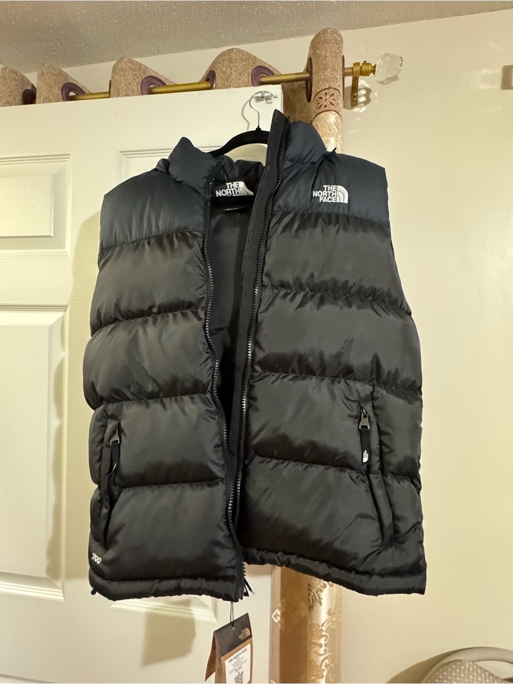 The North Face Black Puffer Vest with Stand Collar